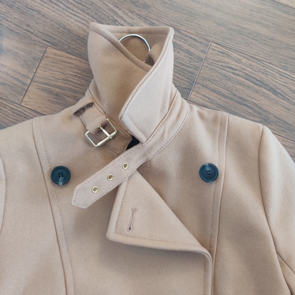 *Club Monaco Franci Tan Wool Pea Coat with Black Trim - Small - Picture 5 of 10